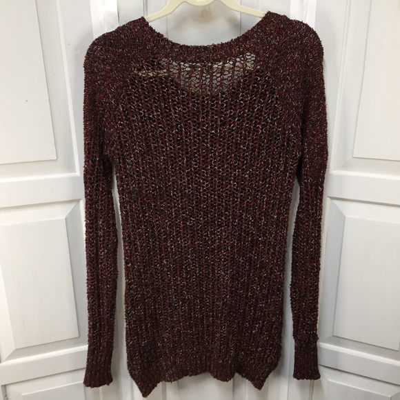 Buffalo David Bitton Red Open Knit Sweater w/ Subtle Sparkle - Picture 11 of 16